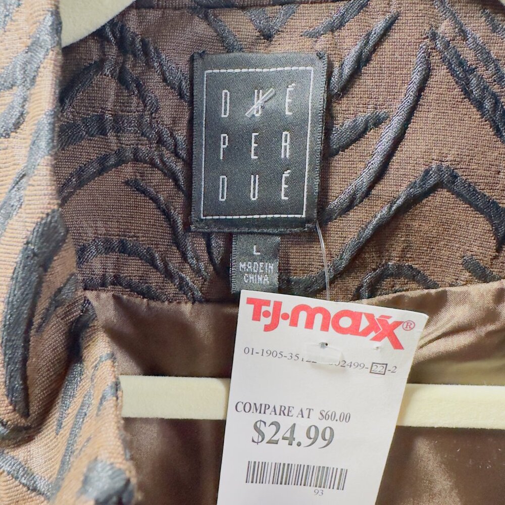 Due Per Due Ladies NWT Brown Black Zipper Jacket Style T71850 Striped Tiger - Picture 9 of 16